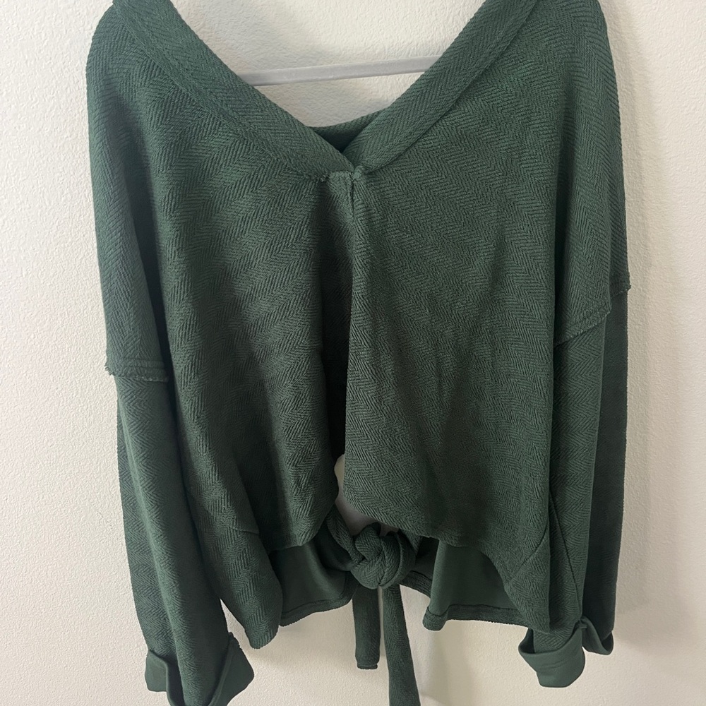 Free People Beach V-neck Green Sweater